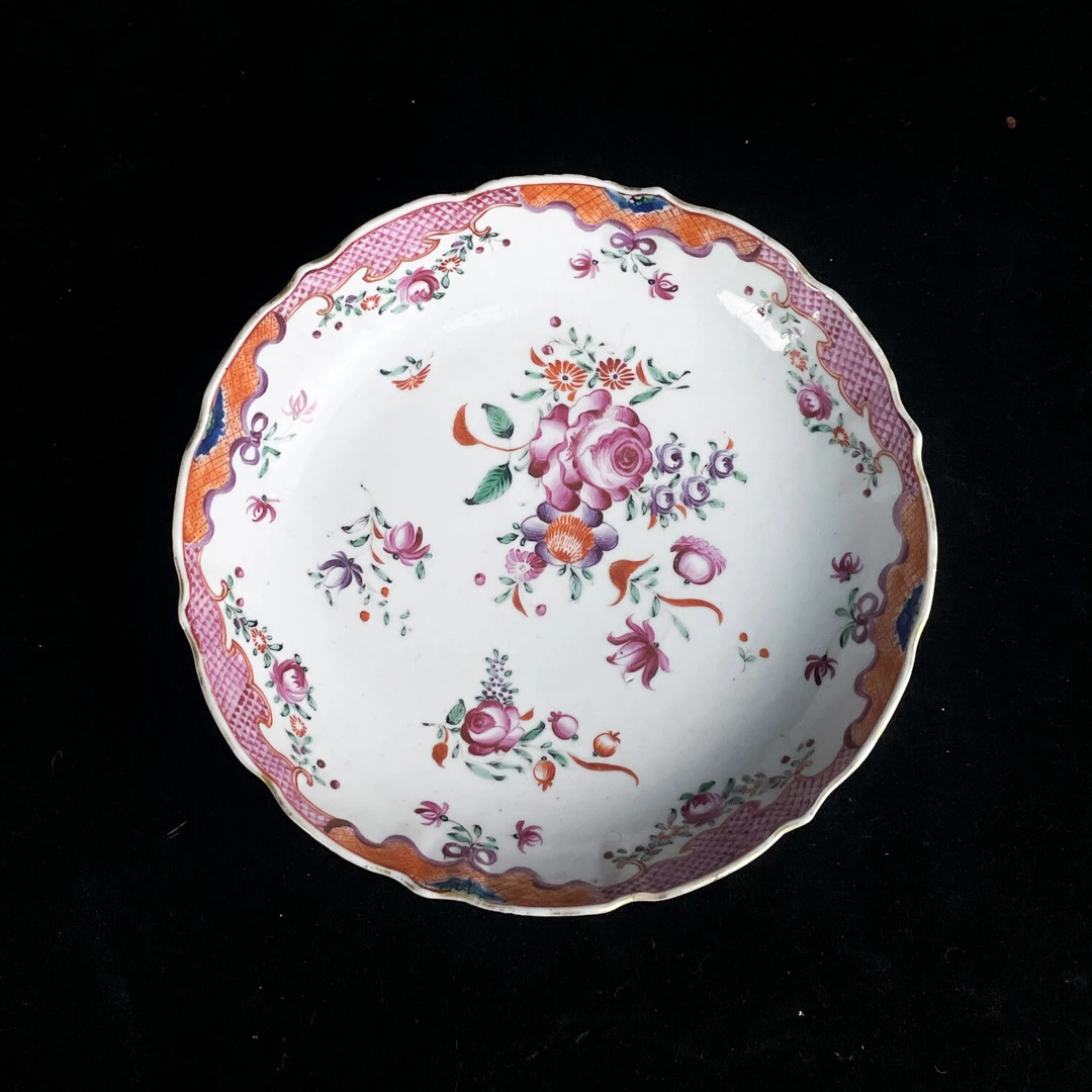 清乾隆粉彩花卉纹花口盘2-M25LW000E38