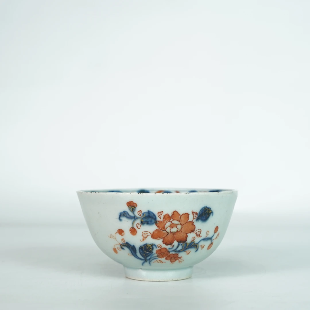 LABC250916020【十竹斋】清康熙青花矾红折枝花卉赏碗