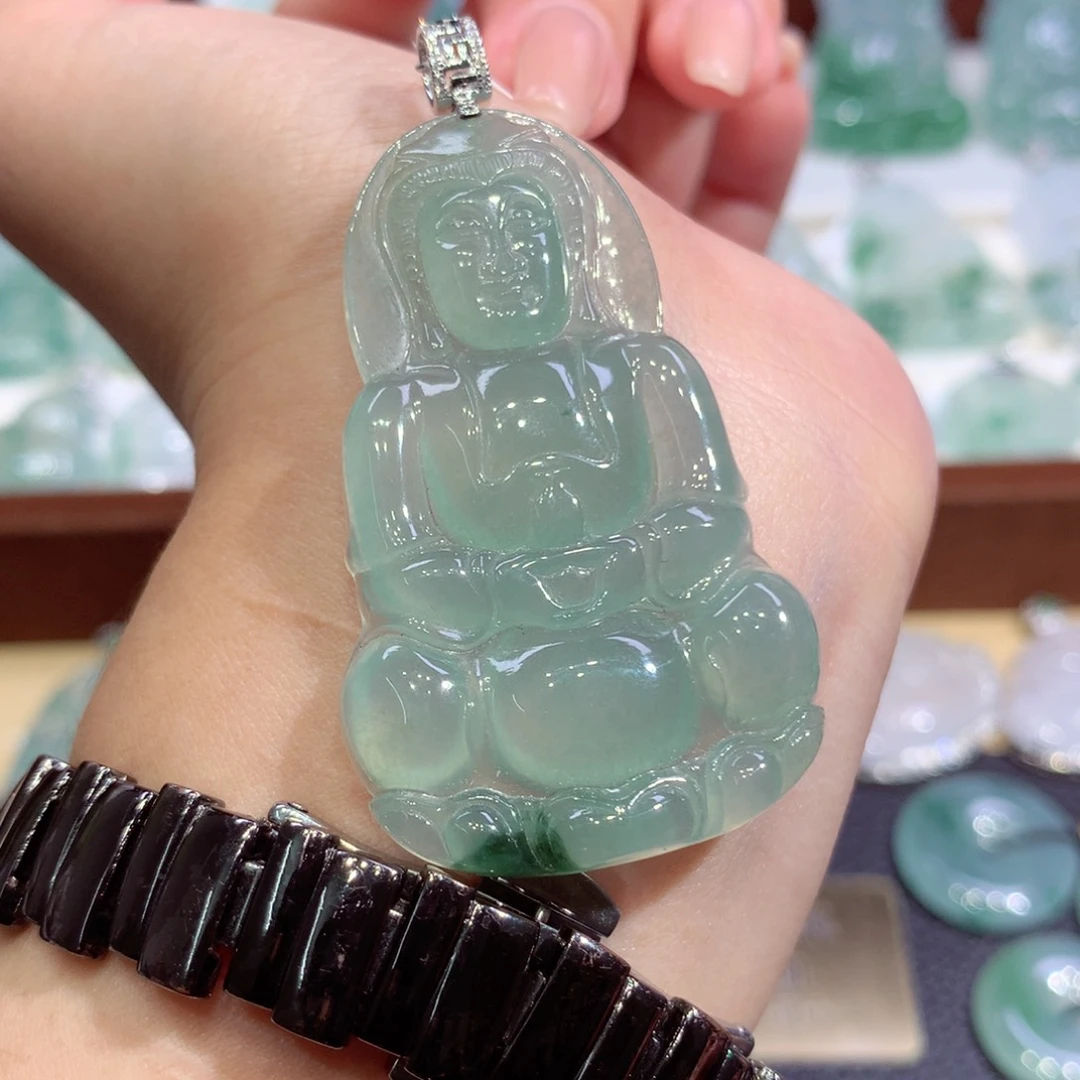 吊坠(不含链)18K金镶嵌翡翠