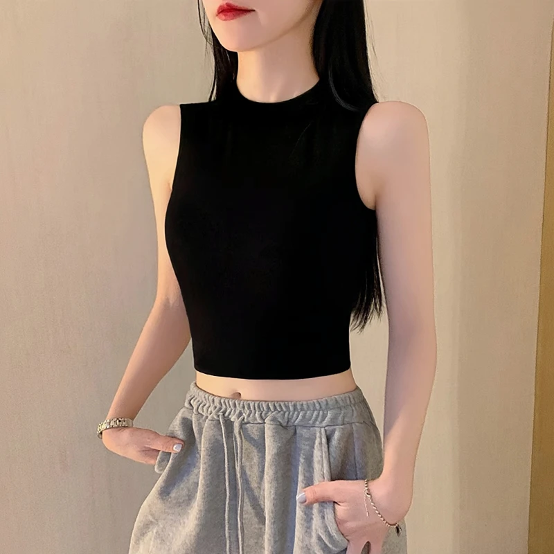 黑色无袖小吊带背心女秋季2025新款露脐短款别致独特绝美内搭上衣