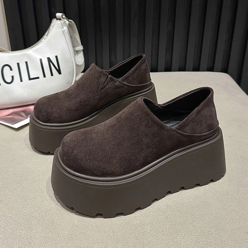 勃肯外穿鞋女2025春季新款百搭网红复古松糕一脚蹬小个子增高鞋子