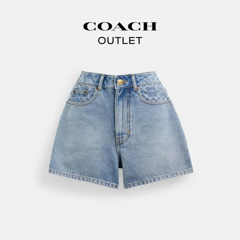 【转线下下架】COACH/蔻驰奥莱  棉质丹宁短裤