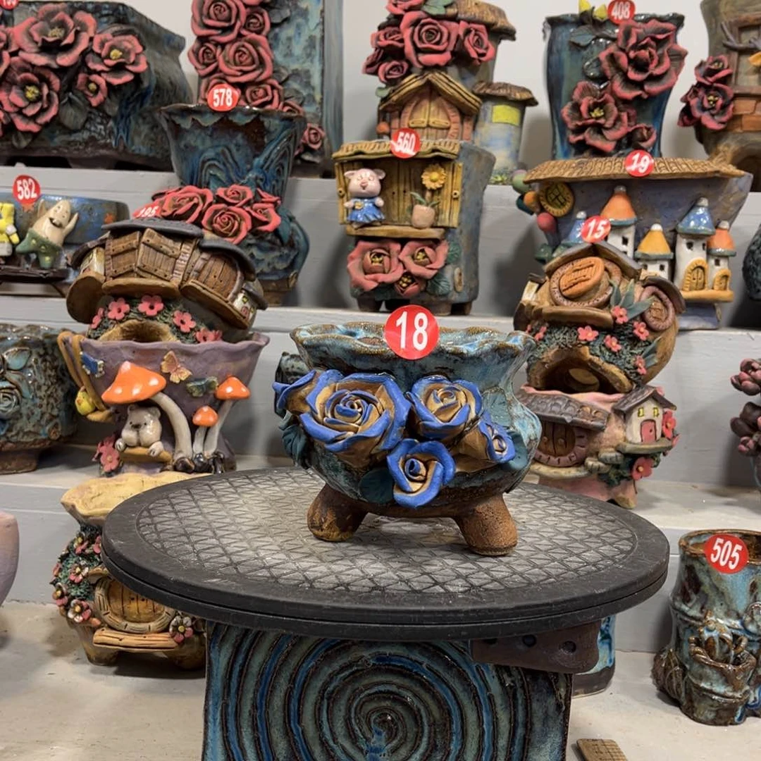 陶瓷烧*麦18 号陶然花盆厂家直销