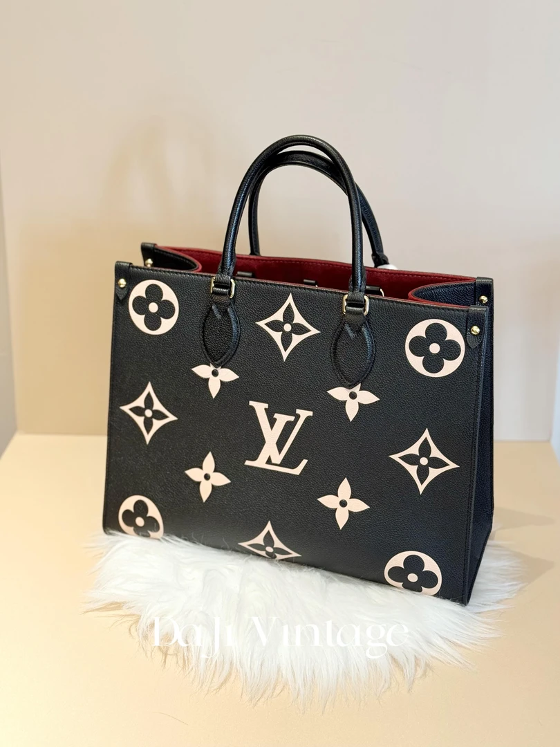 99新 大吉中古/Lv路易威登黑老花中号onthego单肩包