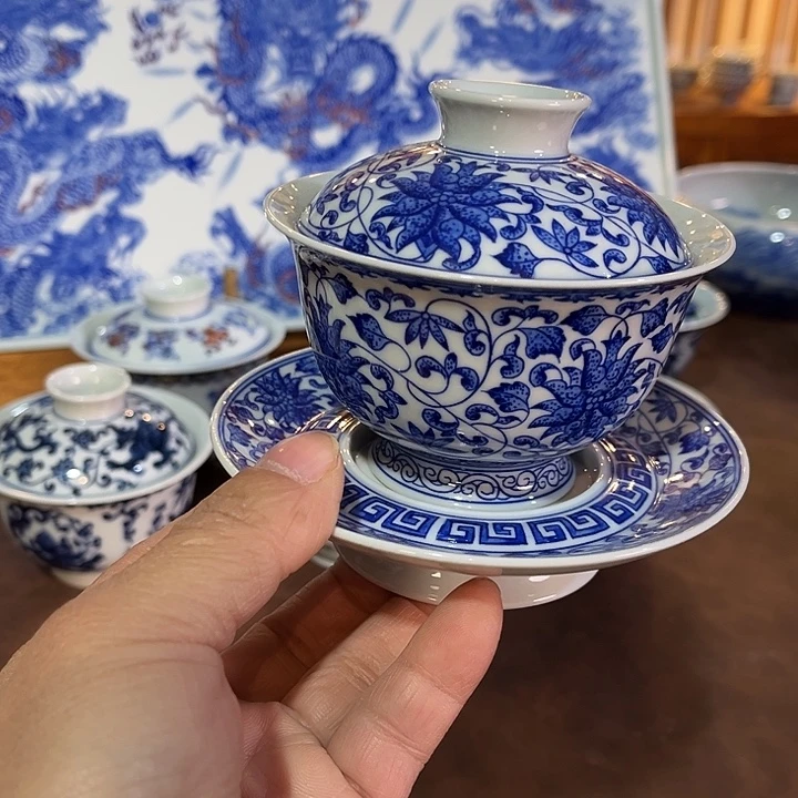 錡镇堂手工手绘盖碗