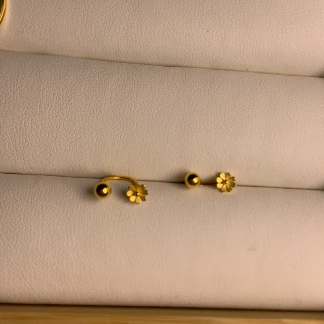 足金999黄金u型耳钉