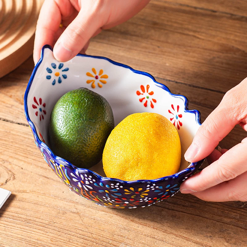 新瓷新疆包邮【海洋之谜】小众美观创意防滑叶子碗8英寸两个