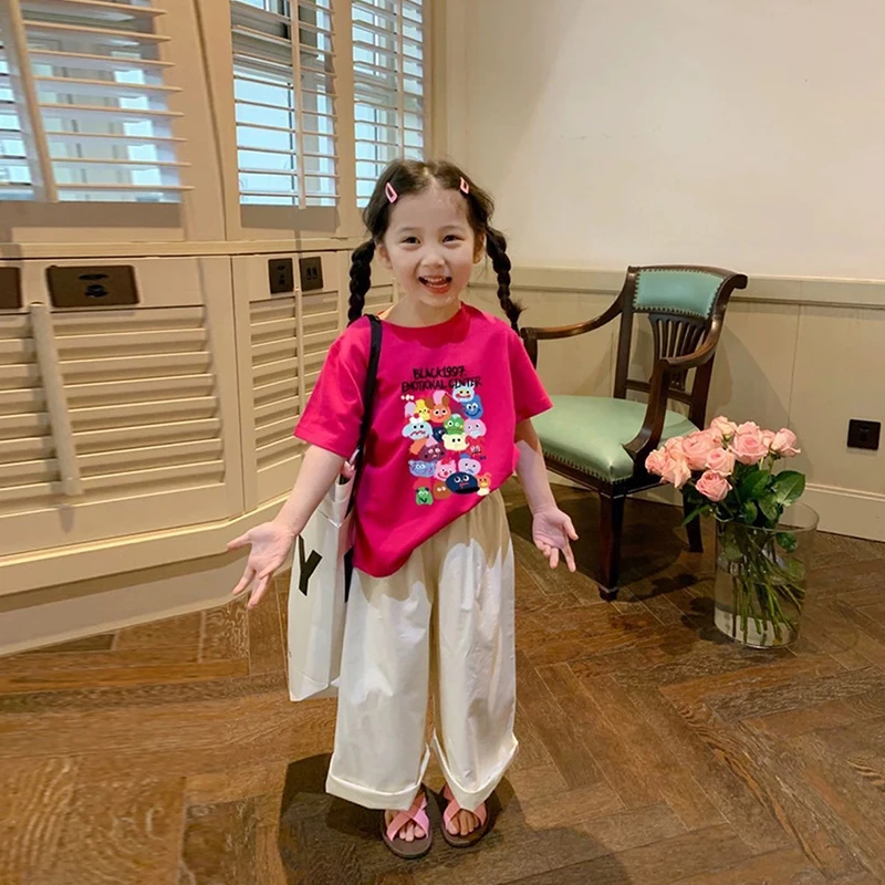 女童纯棉短袖T恤夏季新款儿童宝宝时尚洋气印花半袖上衣打底衫潮