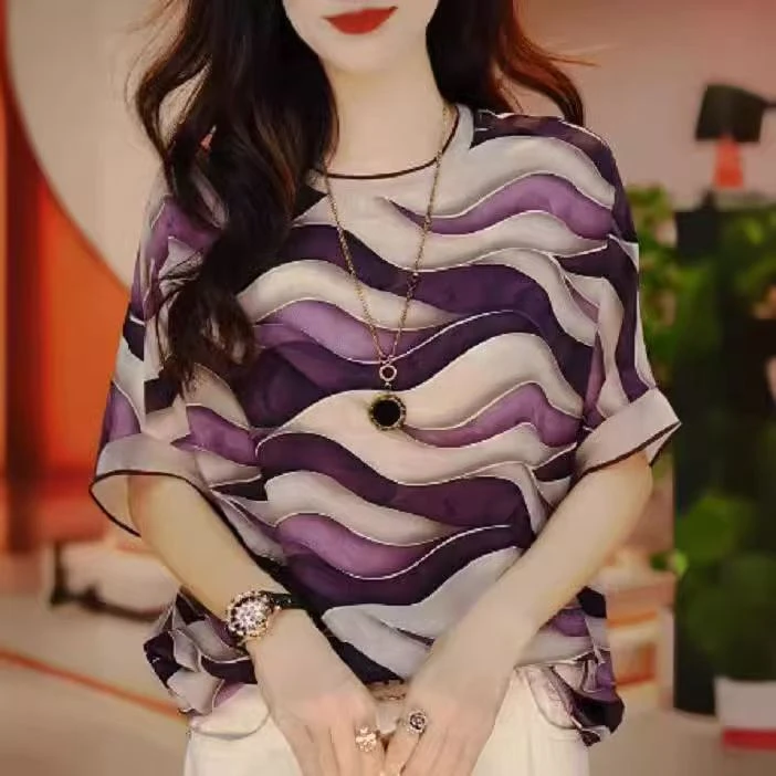 【粉丝专属】短袖女夏季印花T恤百搭遮肚子宽松显瘦上衣休闲小衫297