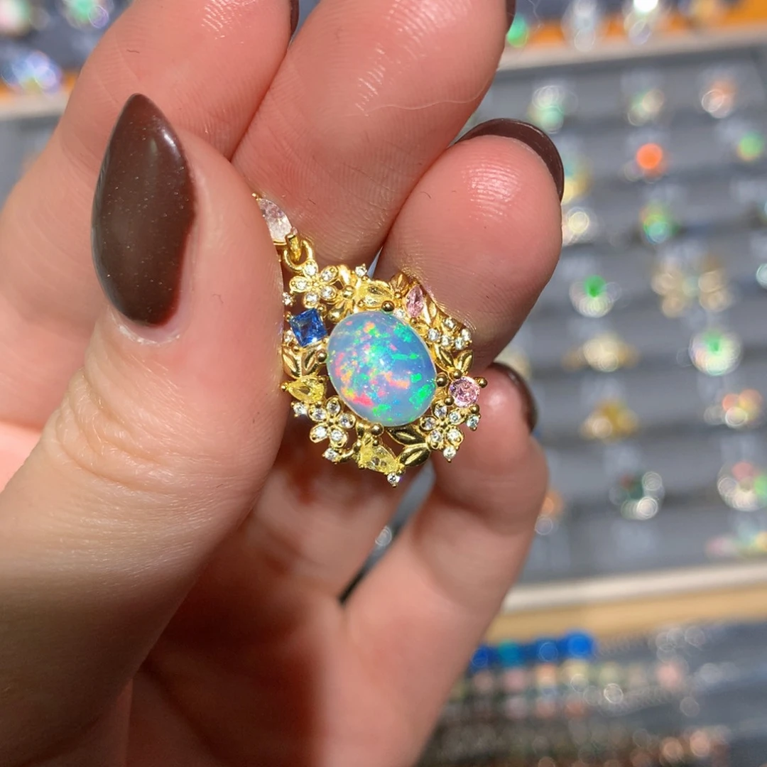 银S925镶嵌欧泊吊坠t