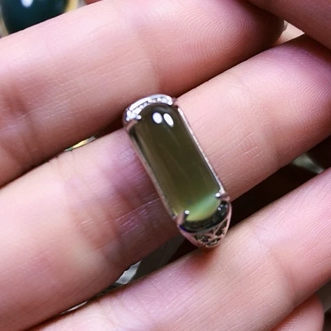 和田玉银S925镶嵌戒指