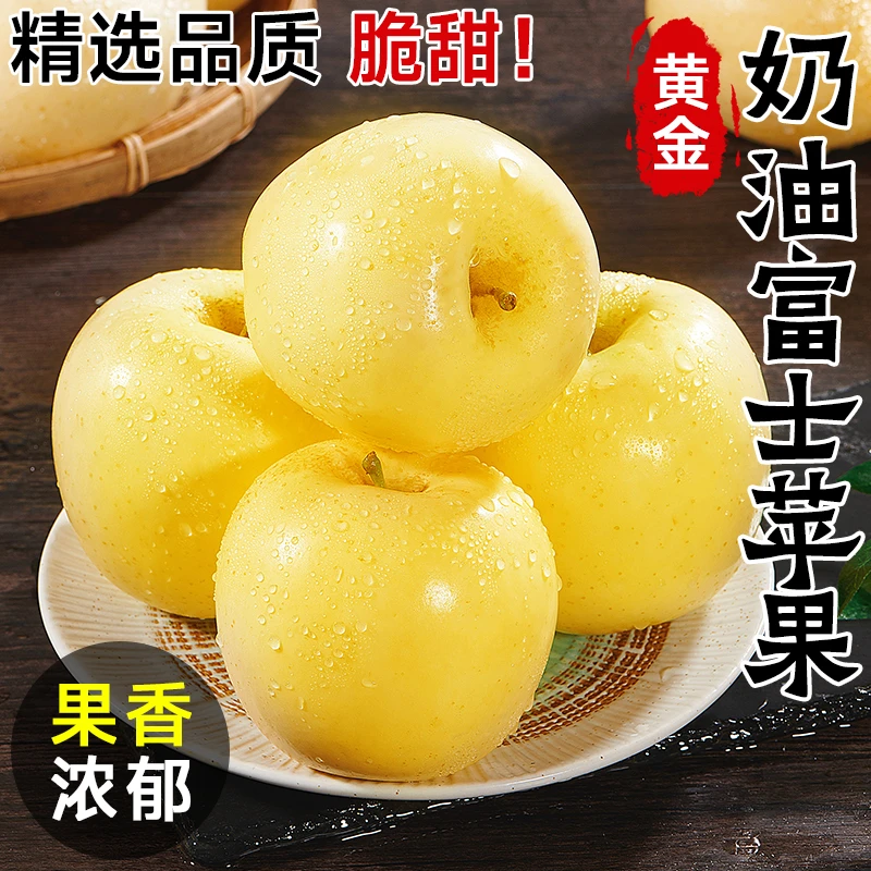 正宗山东黄金奶油富士苹果当季正宗奶油苹果5整箱包邮时令斤鲜果