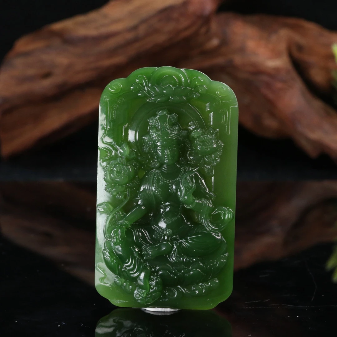 38和田玉俄七碧玉观音/402069北京中保拍卖