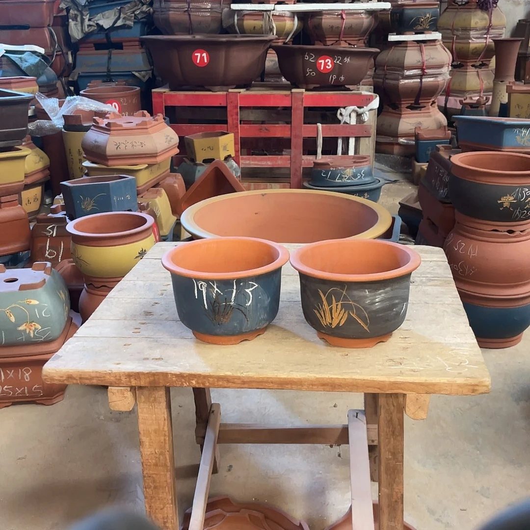 紫砂花盆金钟盆两个