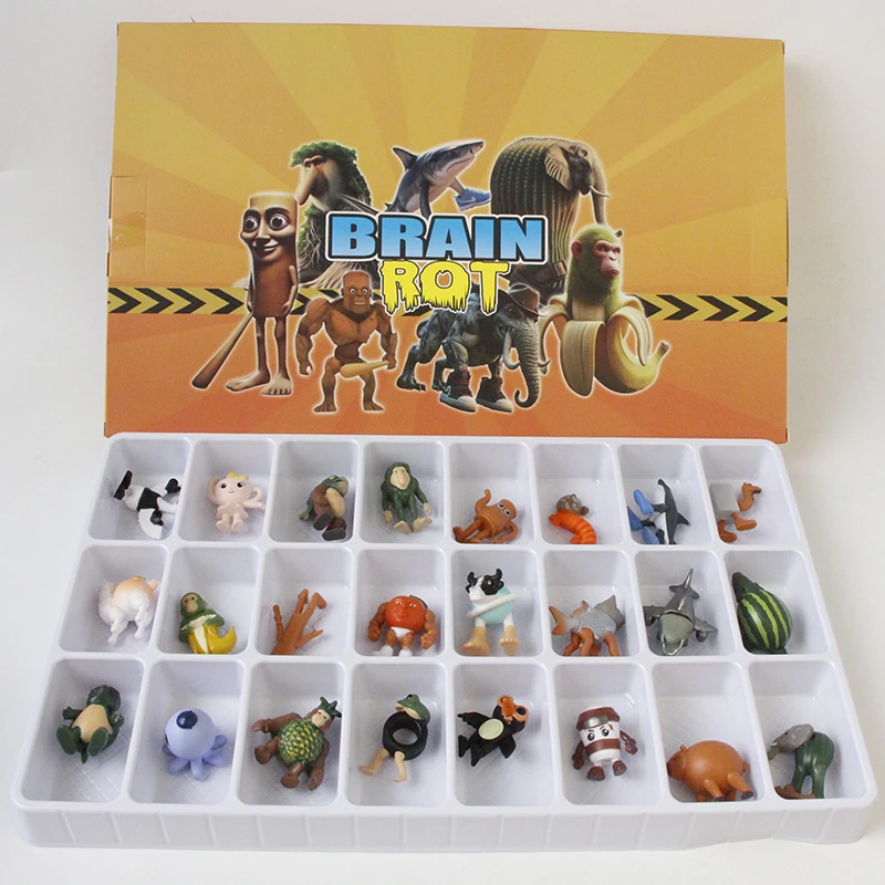 爆款ai山海经洞洞乐盲盒融合版时钟木棍人机枪轮胎蛙大象手办摆件