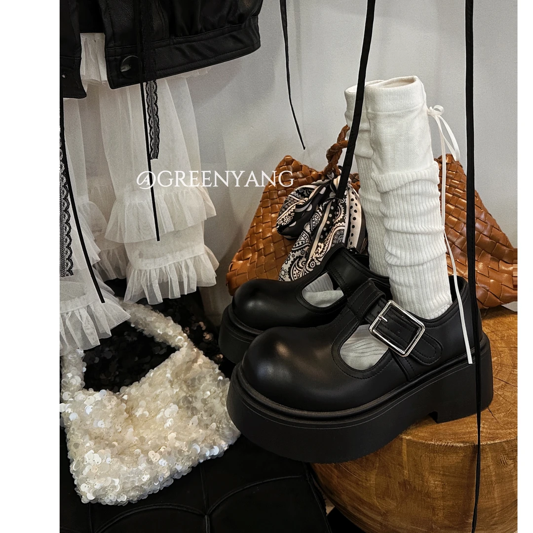老羊家~法式厚底粗跟小皮鞋女2025新款春秋复古配裙子玛丽珍单鞋
