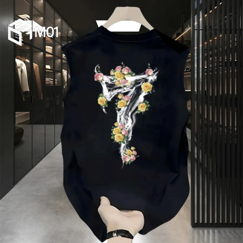 M01潮流痞帅无袖纯棉背心T恤男夏季新款休闲坎肩运动健身美式上衣