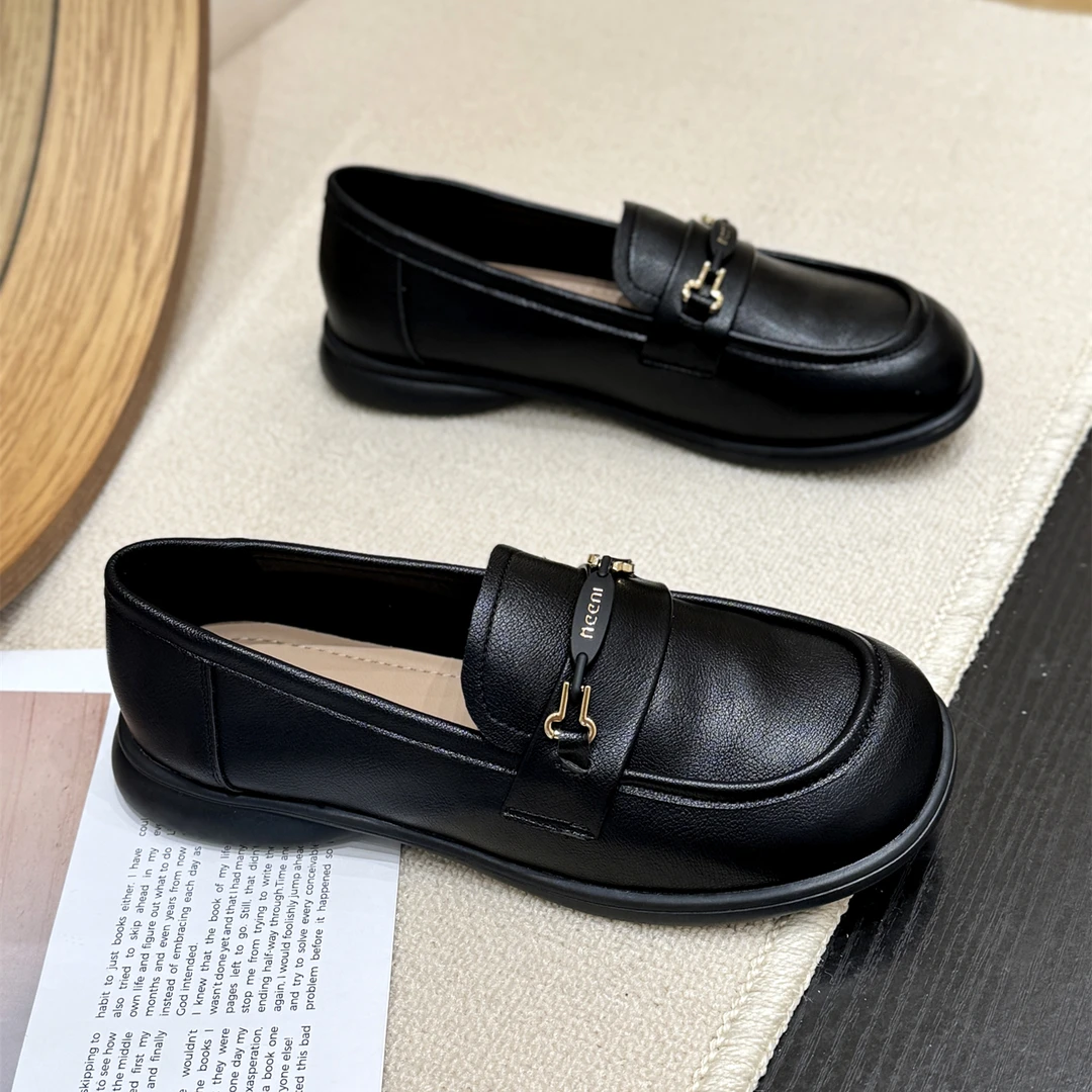 英伦软底一脚蹬懒人小皮鞋女2025新款夏日系jk平底单鞋复古乐福鞋