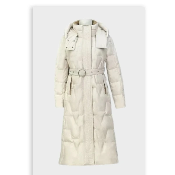 YT044  【假一赔三】白鸭绒 90% 长款保暖白鸭绒羽绒服23009米白