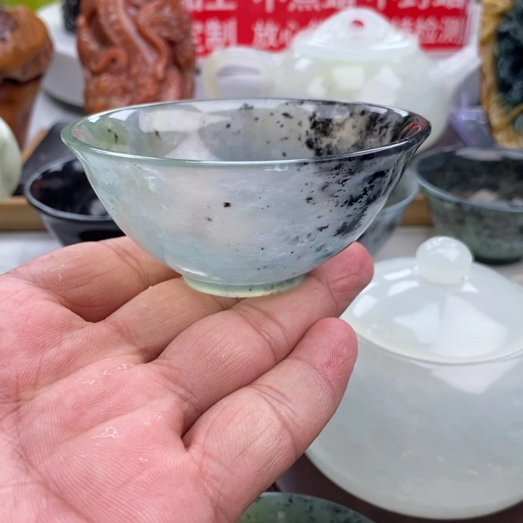 岫玉未镶嵌四大名玉盏90cc