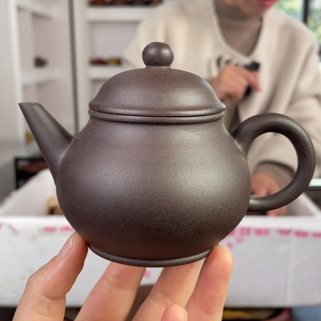紫砂茶壶黑星土芭乐水平220cc