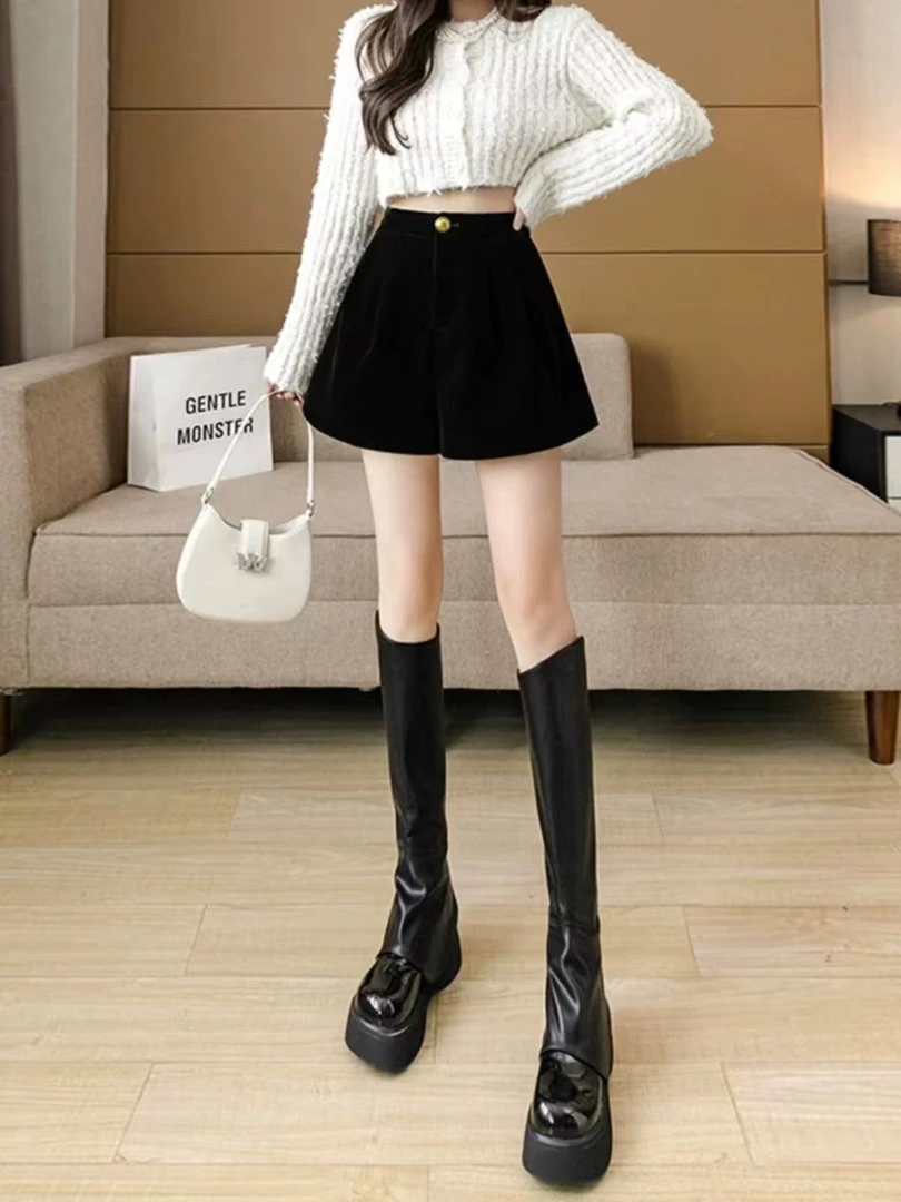 （251-300）新款毛呢短裤高腰百搭显瘦