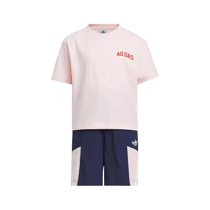 adidas/阿迪达斯LK KN TEE SET阿迪三叶草小童短袖套服 KC1507