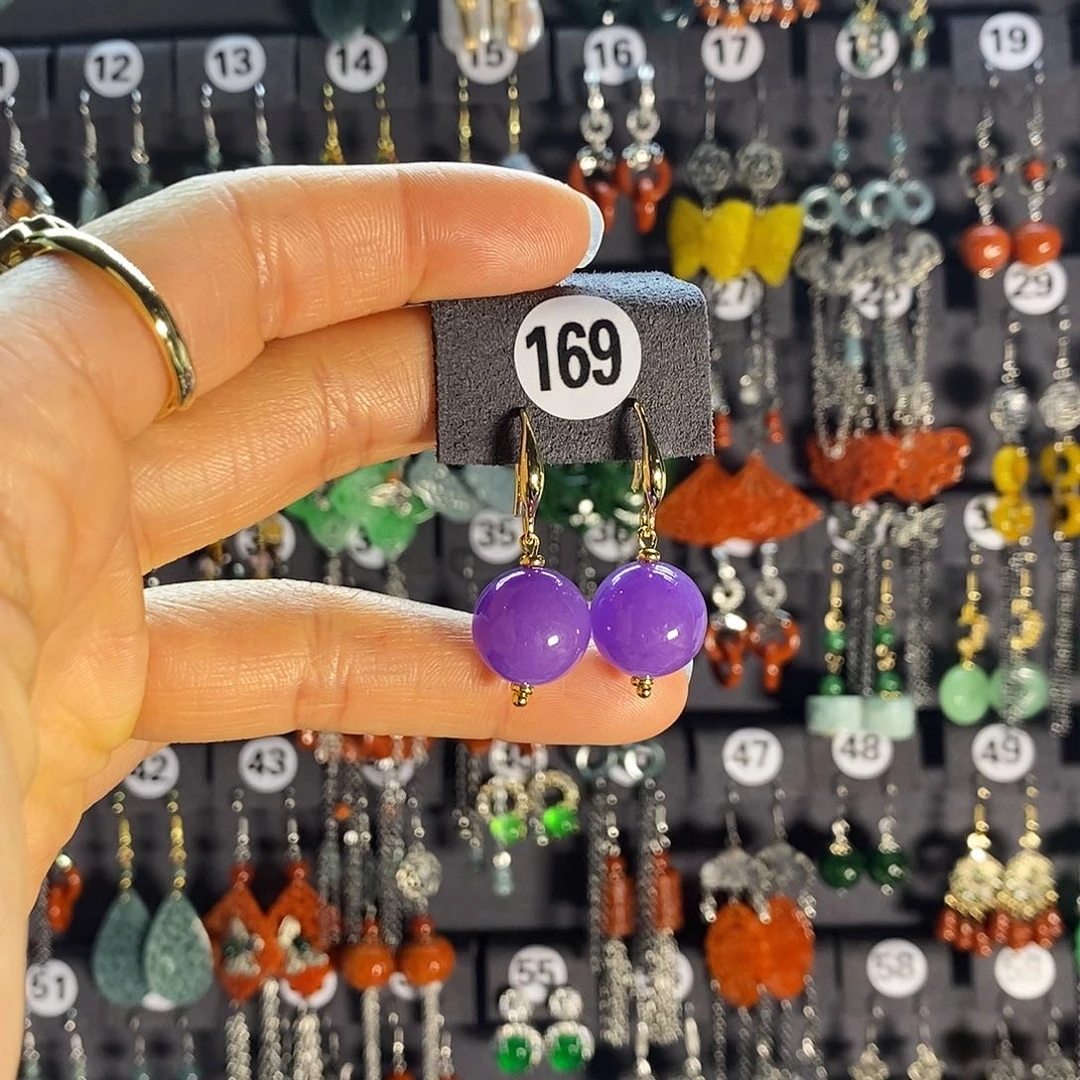 银S925镶嵌翡翠耳饰169