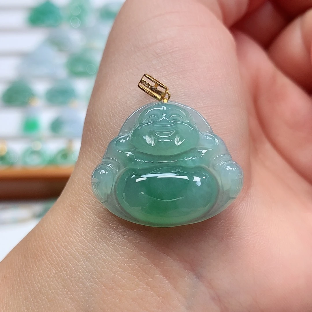 翡翠18K金镶嵌吊坠(赠链)23.3-27.5-5.8