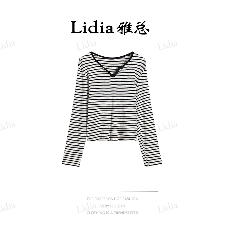 Lidia雅总 |条纹女秋冬款打底衫宽松上衣25MZ-M26294