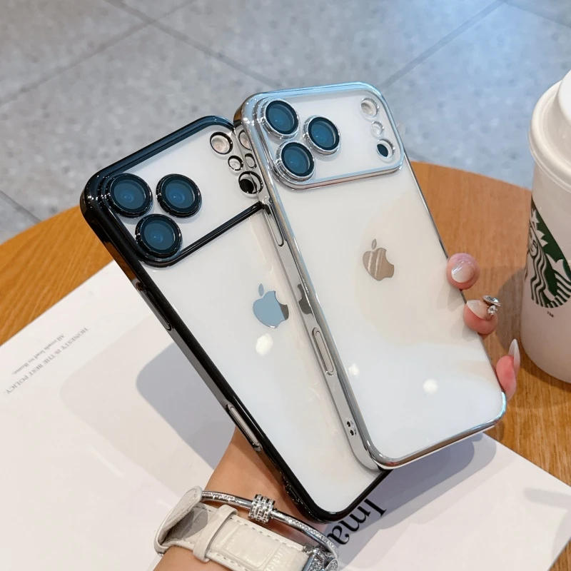 适用iPhone17Pro电镀手机壳16promax简约时尚15镜头全包透明软壳