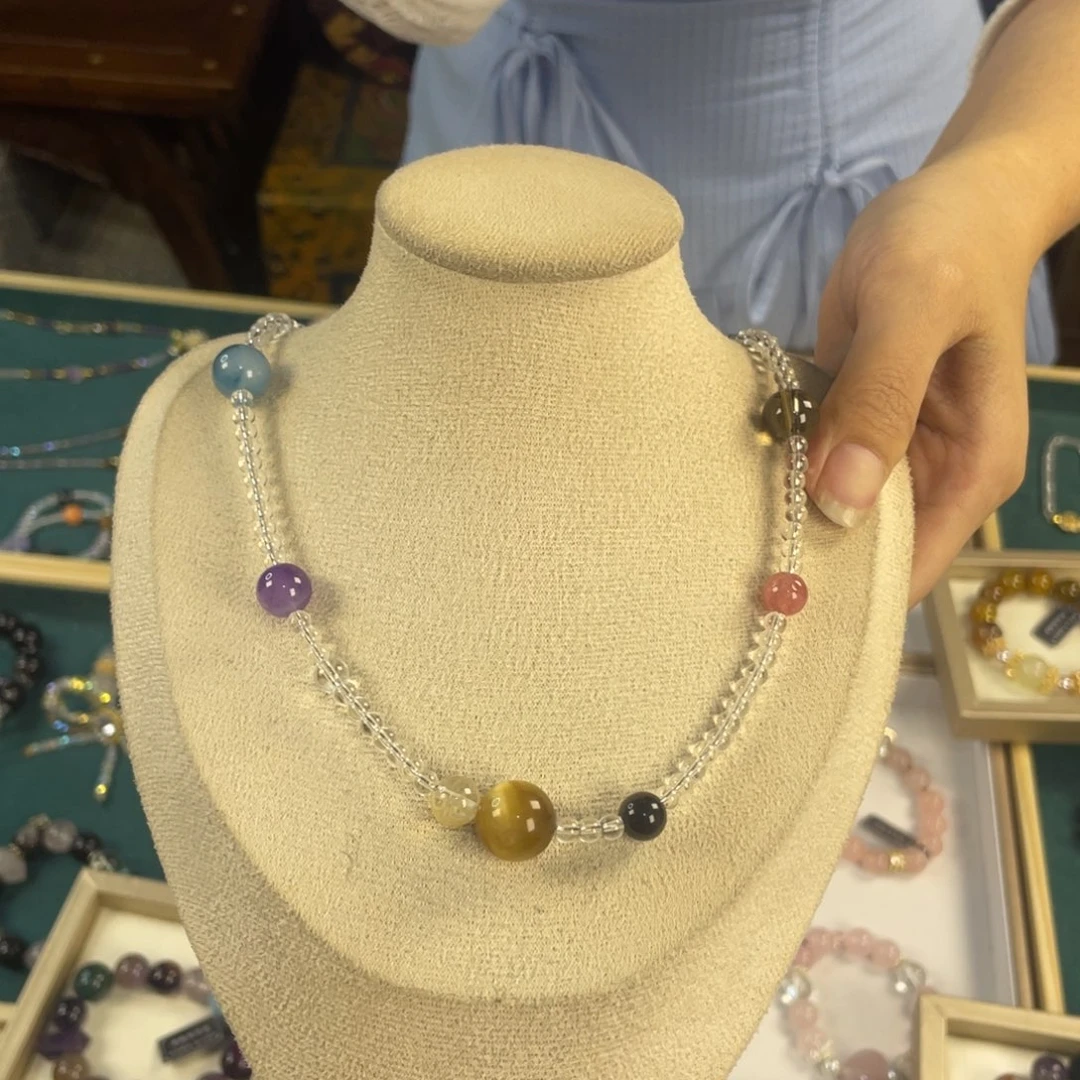 水晶手链银S925镀金镶嵌