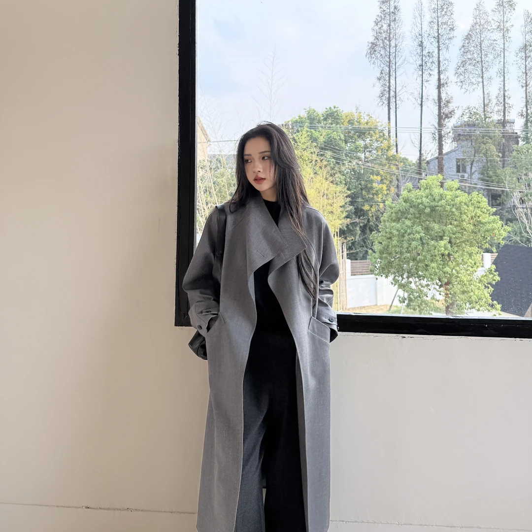 euri大都会丨100精纺美丽诺羊毛丨色织面料高级感风衣外套-MY6187