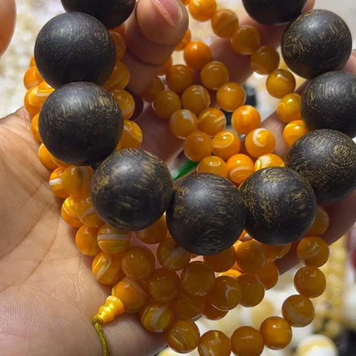 核桃手串/手链1.0:108金黄大白