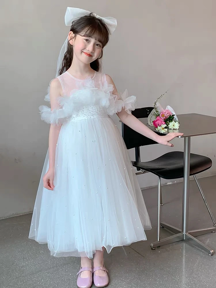 女童礼服裙公主裙花童婚礼小女孩蓬蓬纱儿童主持人钢琴演出服生日