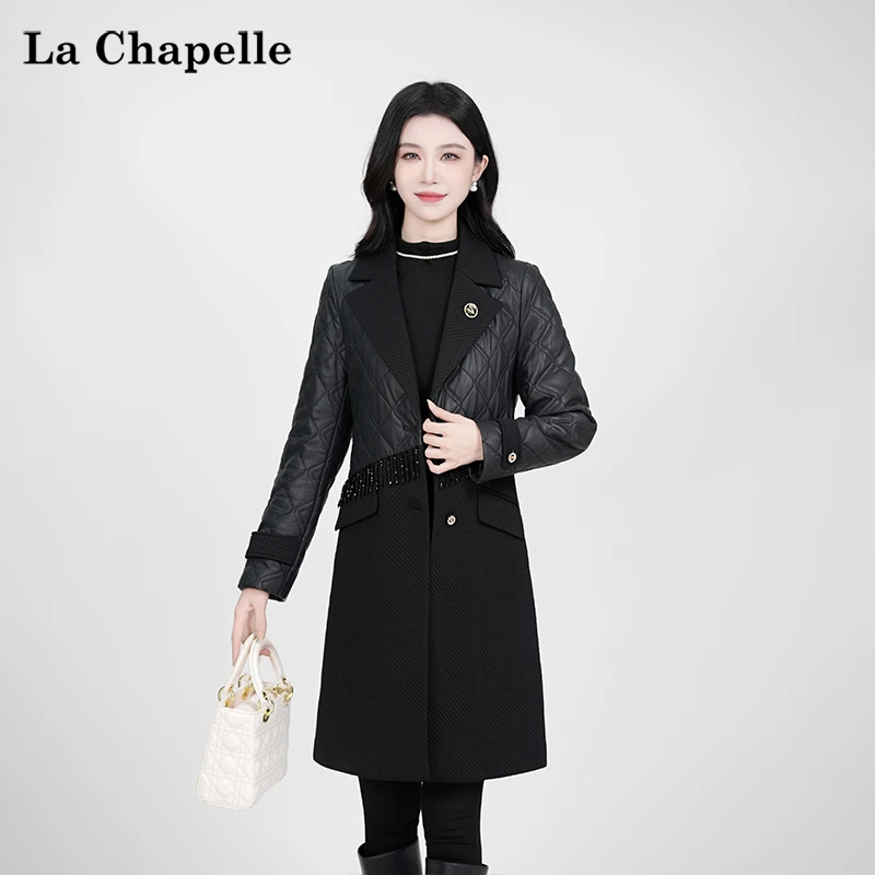 【拉夏贝尔】2025年秋季新款优雅气质中长款外套女减龄修身显瘦大衣