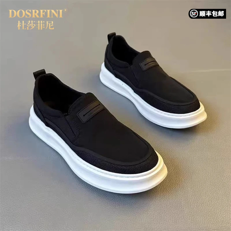 DOSRFINI老北京布鞋男款懒人一脚蹬运动休闲男鞋夏季透气薄款黑色