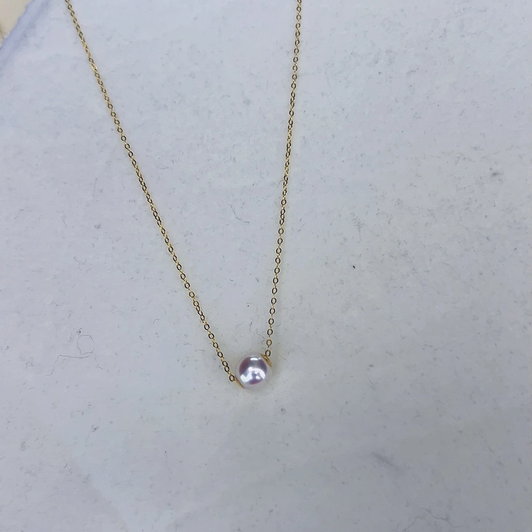 海水珍珠海水akoya路路通吊坠7-8mm18K金镶嵌