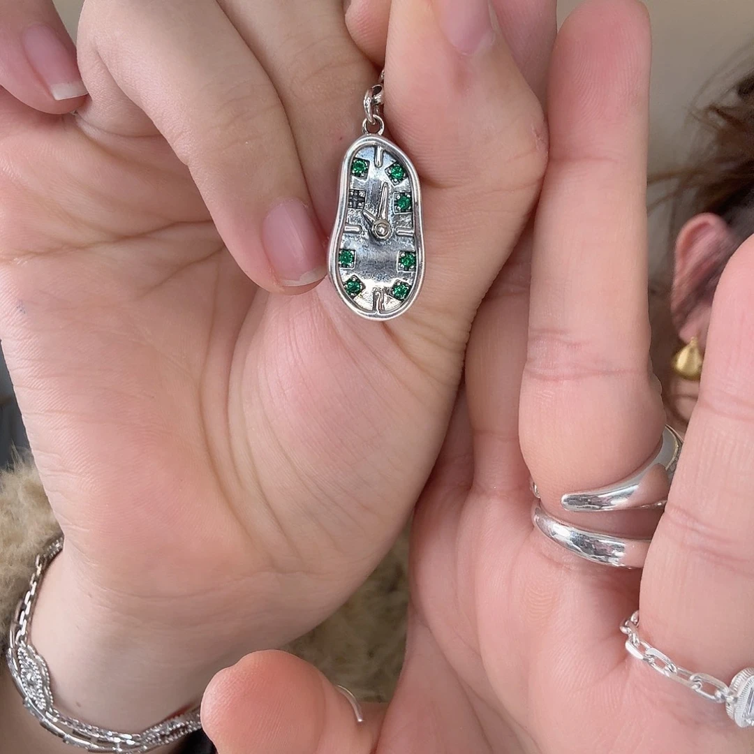 吊坠925银走字绿色吊坠