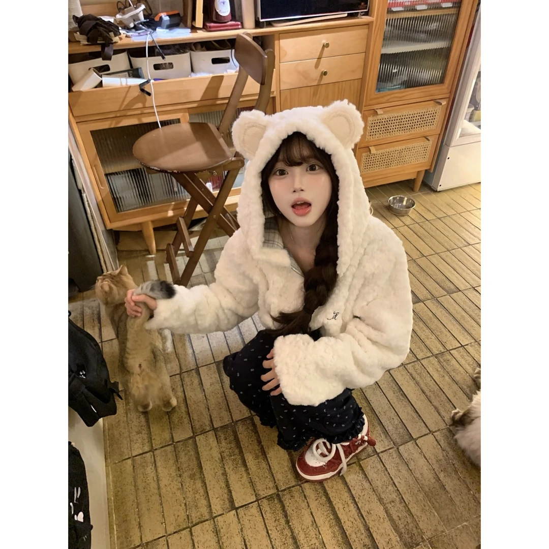 【环保兔毛】秋冬新款可爱毛绒绒外套女高级宽松百搭短款上衣
