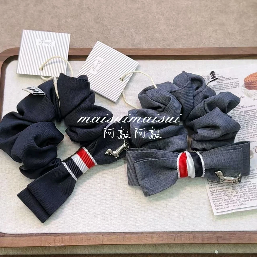 【阿敲】A2143~韩国英伦风腊肠小狗西服面料蝴蝶结发圈-麦穗头饰