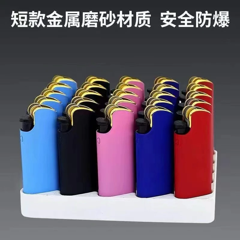 迷你短款打火机金属铁壳防爆家用加厚磨砂一次性砂轮明火老式滑轮