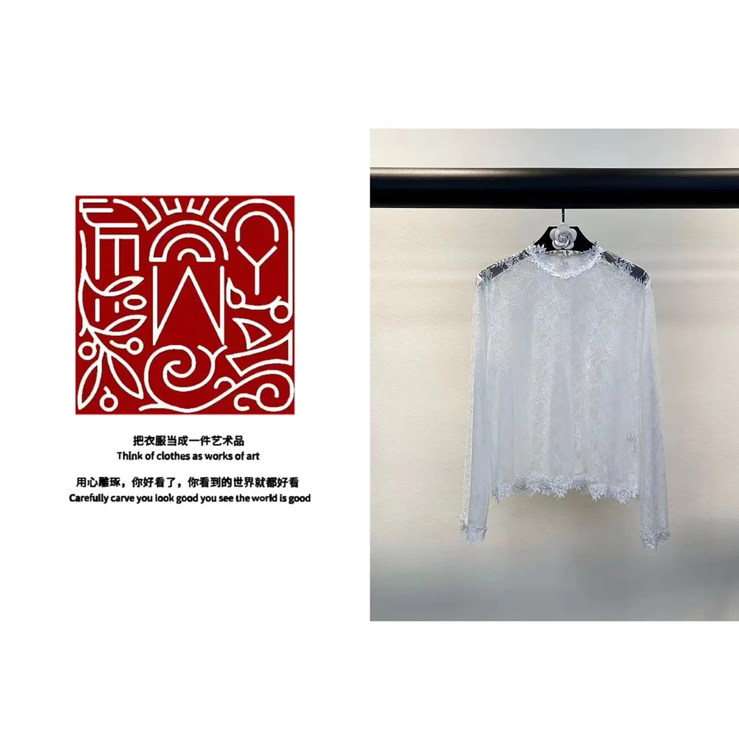 「DAYAO」24白色蕾丝镂空气质百搭衬衫青奢高端女装WY2426