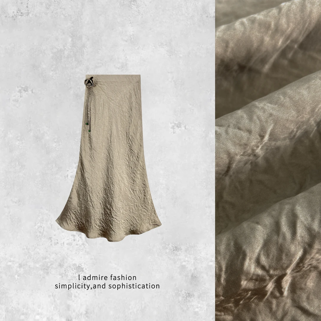 温温 醋酸半身裙女侧开叉松紧腰鱼尾中长款半裙413731