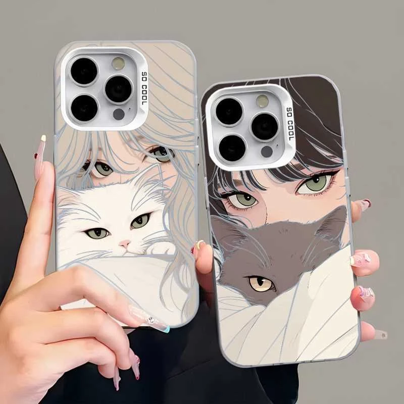 宠物少女苹果16promax手机壳iPhone15彩银14情侣款13爆款12可爱11