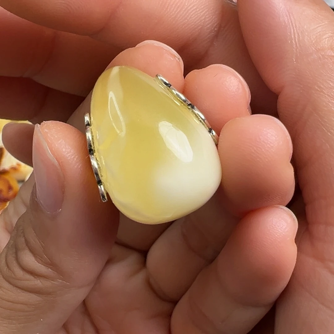 蜜蜡银S925镶嵌裸石蜜蜡