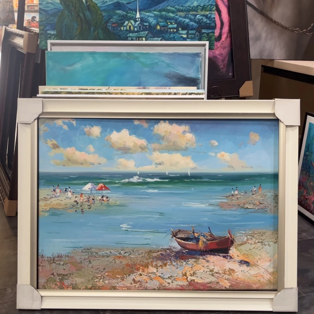 油画海景纯手绘油画带框