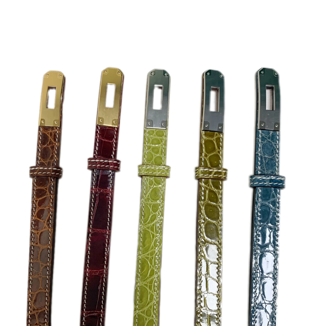 【小包快跑定制】高光鳄鱼女士皮带KL扣头 休闲时尚百搭自主设计