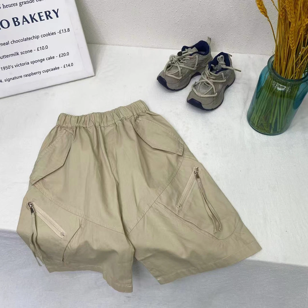 kz-8819   卡其   夏季中裤男童休闲时尚裤子 儿童夏款l百搭薄款