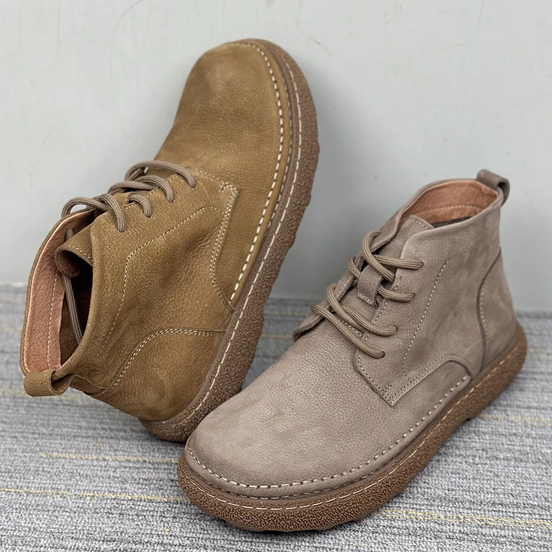 【男女同款】中帮马丁靴2025秋季新款头层牛皮短靴软皮透气高帮皮鞋